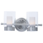 Maxim Lighting International - Mod 2-Light Vanity - A contemporary design featuring a Satin Nickel frame supporting Clear cylinder glass shades with Frost interior diffusers all powered with energy efficient LED technology. Finally LED technology at an affordable price.