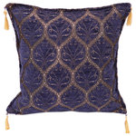 Bareen's Designer Rugs - Trellis Myrtus Chenille Decorative Contemporary Turkish Pillow, Denim - Embellish your home with this timeless casual chic Turkish decorative throw pillow. Handmade Jacquard woven on heavy Chenille fabric in a Turkish classic design inspired by an antique oriental tapestry, these exquisite pillows are a perfect addition to any decor. Made in a beautiful vibrant color pallet these beautiful pillows are double sided with a beautiful repetitive geometrical, naturalistic floral and traditional pattern. Masterfully artisan-crafted with a contemporary fashion palette producing bold intricate sharp patterns makes these decorative pillows a standout piece in any decor.