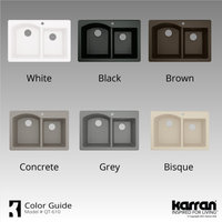 Karran Drop-In Quartz 33" 1-Hole 60/40 Double Bowl Kitchen Sink, Bisque