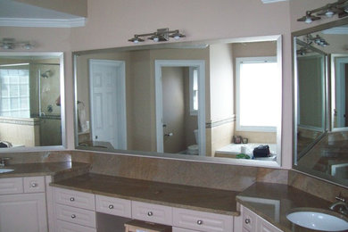 3 silver vanity mirrors, on-site design, framing, delivery and installation
