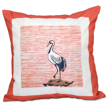 Sandbar, Animal Print Outdoor Pillow, Coral, 20"x20"