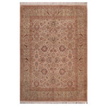 Bareens Designer Rugs - Pak Persian Zella Taupe/Green Wool Rug - 7'11'' x 9'11'' - Designed with mesmerizing intricacy and gorgeous color palette, this hand-knotted masterpiece demonstrates the beauty and electrifying thrill of Pak Persian art. These meticulously hand-knotted Pak-Persian rug is made with pure wool and features breathtaking traditional, transitional, and tribal designs in bold luxurious color pallets. Known for their intricate designs these rugs are a reproduction of Persian rugs, made in Pakistan with unique Mughal designs. Made by master weavers using the same Persian texture, design and dying technique, we wanted to produce the most significant manifestation of Persian art, life, and culture. This rug is most famous for its exceptional quality, incredible designs, patterns, and vibrant rich color. Pak-Persian rugs made with Persian weave with high knot counts, which enables the high intricacy and detail found in the patterns are also referred to as "State of art", each color adds a rich beautiful detail in the artwork of this rug. The design, color, and beautiful chromatic composition with a vibrant sheen with intricate designs, exude beauty, elegance, and quality make this rug a masterpiece of its own.