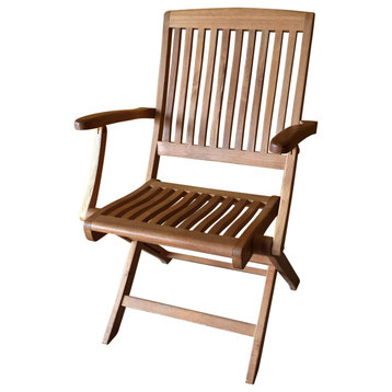 Comfort Teak Folding Arm Chair, Natural