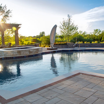 Elgin, IL Roman End Pool with Freeform Hot Tub
