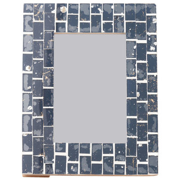 Sitaara 4"x6" Midnight Blue Picture Frame Glass Tile, Handmade