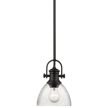 1 Light Pendant-9.13 Inches Tall and 6.88 Inches Wide-Black Finish-Seeded Glass