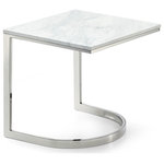 Meridian Furniture - Copley Chrome End Table - Lend your living room or den a modern slant with the Copley end table from Meridian Furniture. This end table features geometric bases, and a sleek chrome finish that gives your space a bold, up-to-the-minute look. Each table has a solid stone top for durability and style.