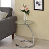 Kapoor Modern Round Accent Side Table, Chrome Metal Base and Clear Glass Top
