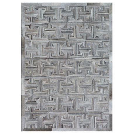 Natural Hide Cowhide Gray Area Rug, 8'x11'