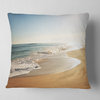 Wide Seashore with Crystal Waters Modern Beach Throw Pillow, 16"x16"