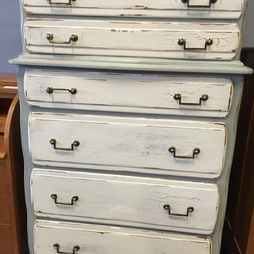 A restored chest of drawers we did.