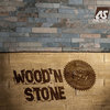 Best of Wood'n Stone, Modern Wood Stone Brick Cream Wallpaper Roll