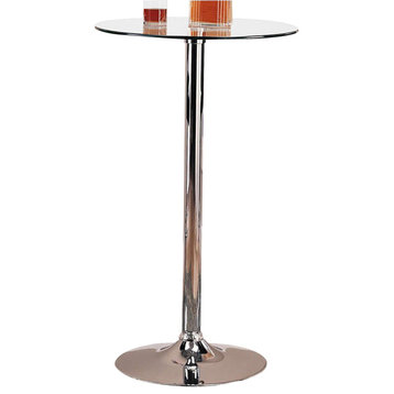 Coaster Abiline Modern Metal Glass Top Round Bar Table in Chrome