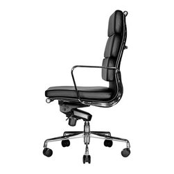 The Clyde High Back In Black Leather - Office Chairs