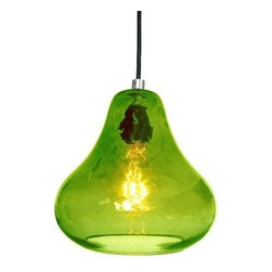 Pear LED Pendant Lamp in Happy Lime Green glass - Pendant Lighting