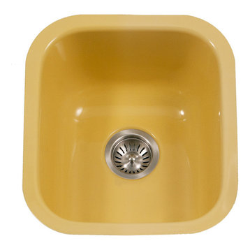 Houzer PCB-1750 LE Porcela Porcelain Enamel Steel Undermount Bar Sink Lemon