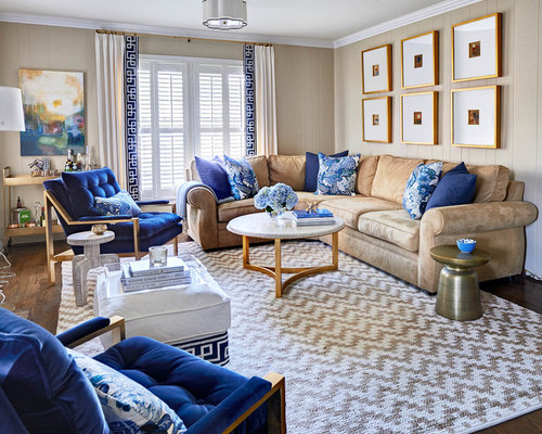 Navy Blue And Khaki Living Room