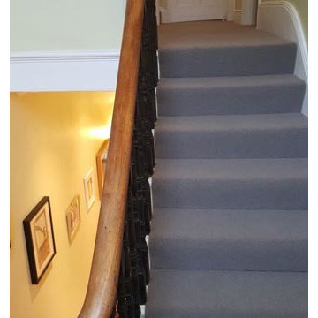 Brown Carpet Installation to Stairs