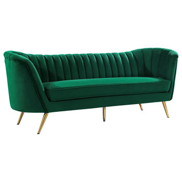Margo Velvet Upholstered Set, Green, Sofa