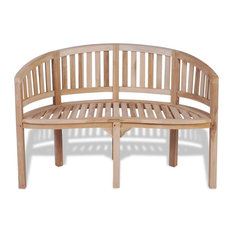 vidaXL Teak Banana Bench With 2 Seats, 120 cm