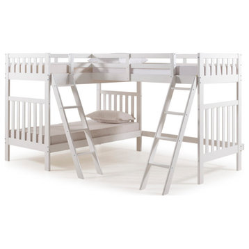Aurora Twin Over Twin Wood Bunk Bed, Third Bunk Extension, White