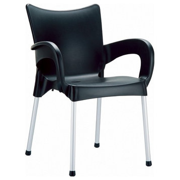 Romeo Resin Dining Arm Chair Black- Set of 2