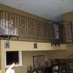 r004 Custom Iron Railings with Large Scroll Baluster designs - Products