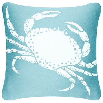 Crab Eco Coastal Throw Pillow Cover, Ocean Blue