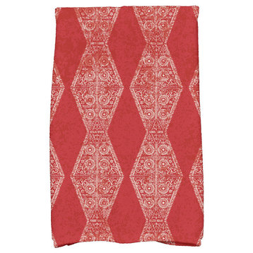 Pyramid Stripe Geometric Print Kitchen Towel, Red