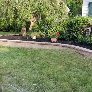 Block Retaining Garden Wall - Cambridge Sigma 8 - Toffee / Onyx with Mocha Cap