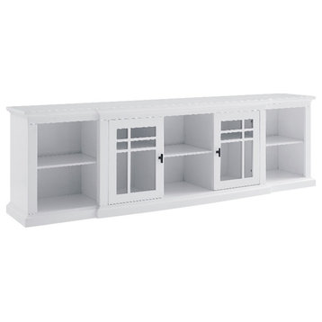 80" 2 Door Transitional Wood Breakfront Console - White