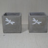 Dragonfly Concrete Square Pot Planter, Set of 2