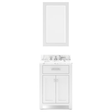 Madison Pure White Bathroom Vanity, 24", One Mirror, One Faucet