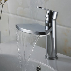 Solid Brass Single Handle Chrome Finish Waterfall Bathroom Sink Faucet TQ3006 - Bathroom Sink Faucets