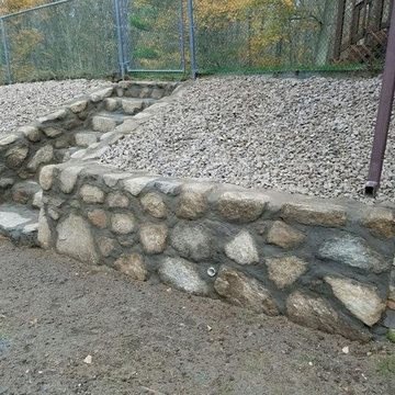 Stone wall at pool