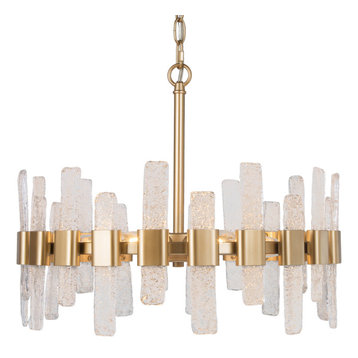 LNC 6-Lights Modern Glass Tube Chandelier, Brass Gold