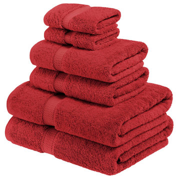 6 Piece Egyptian Cotton Quick Drying Towel Set, Red