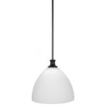 Toltec Lighting - Carina 1-Light Pendant, Matte Black/Opal Frosted - Enhance your space with the Carina 1-Light Pendant. Installation is a breeze - simply connect it to a 120 volt power supply and enjoy. Achieve the perfect ambiance with its dimmable lighting feature (dimmer not included). This pendant is energy-efficient and LED-compatible, providing you with long-lasting illumination. It offers versatile lighting options, as it is compatible with standard medium base bulbs. The pendant's streamlined design, along with its durable glass shade, ensures even and delightful diffusion of light. Choose from multiple finish and color variations to find the perfect match for your decor.
