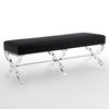 Posh Living Brayden Velvet Upholstered Bench with Acrylic X-Legs in Black