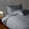 600 TC Sheet Set 15" Deep Pocket with Duvet Cover Solid Silver Grey, Queen
