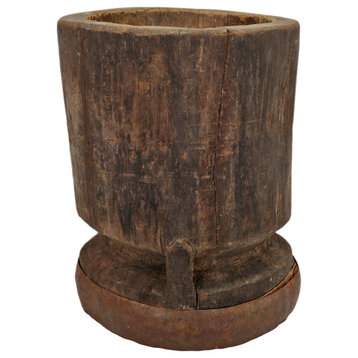 Consigned Old India Wood Pestle Pot