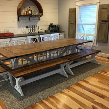Burnt Meadow X Base Trestle Table Dining Set
