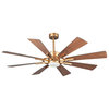 60 in. Indoor/Outdoor Windmill 8-Blade Gold Ceiling Fan with Remote and DC Motor