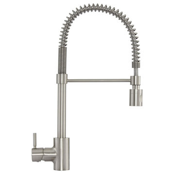 Modern Kitchen Faucet, Single Handle & Pull Down Sprayer, Stainless Steel Finish