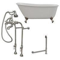 Cast Iron Swedish Slipper Tub 58"x30", No Faucet Drillings Package