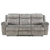 Bowery Hill Modern Velvet Reclining Sofa with USB Dock in Gray