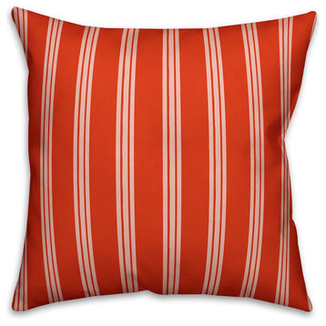 Red Stripes Outdoor Throw Pillow, 18"x18"