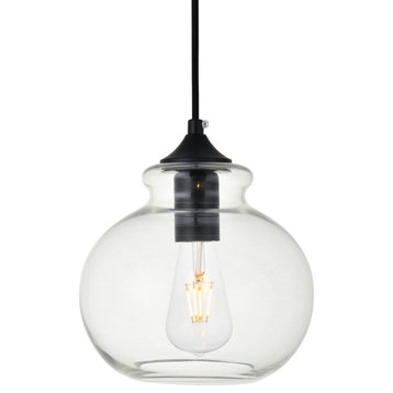 Elegant Lighting LD2245 Destry 1 Light 8"W Mini Pendant - Black / Clear