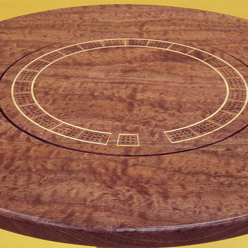 Rotating pomele sapele cribbage table top