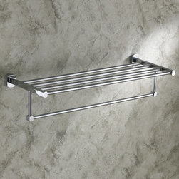 Polished Chrome Solid Brass Bathroom Shelf With Towel Bar TCB7803 - Bathroom Accessories
